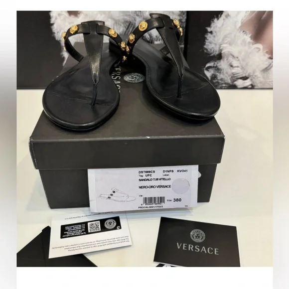 💎 NIB VERSACE SANDAL w/Tag Full Inclusion Size 38/24.5 Insole - Picture 5 of 8